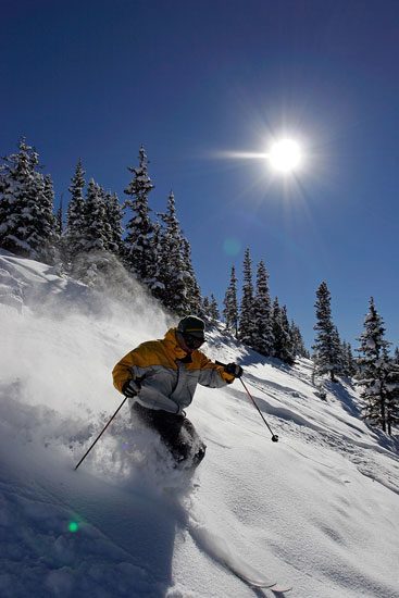Skiing the steeps in fresh snow